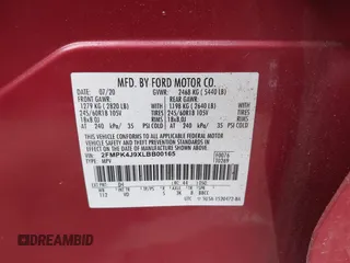 2020 Ford Edge SEL with VIN 2FMPK4J9XLBB00165, listed as a IAAI auction lot 41857380 with 8 mi miles. Bid and sale history available at carsss.com. Image 9.