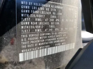 2010 Volkswagen Tiguan Wolfsburg Edition z VIN WVGAV7AX2AW527803, wystawiony jako Copart lot #55920475 z przebiegiem 107 682 mil mil oraz Szkoda całkowita • Salvage title. Historia ofert i sprzedaży dostępna na DreamBid. Obrazek 13.