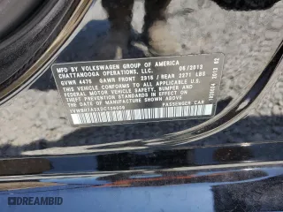 2013 Volkswagen Passat SE w/Sunroof with VIN 1VWBH7A3XDC136009, listed as a Copart auction lot 52709495 with 148,565 mi miles and Non Repairable. Bid and sale history available at carsss.com. Image 13.