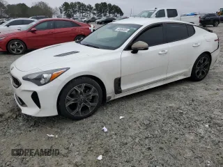2020 Kia Stinger GT-Line with VIN KNAE15LAXL6072472, listed as a Copart auction lot 43606355 with 45,934 mi miles and Salvage Title. Bid and sale history available at carsss.com. Image 1.