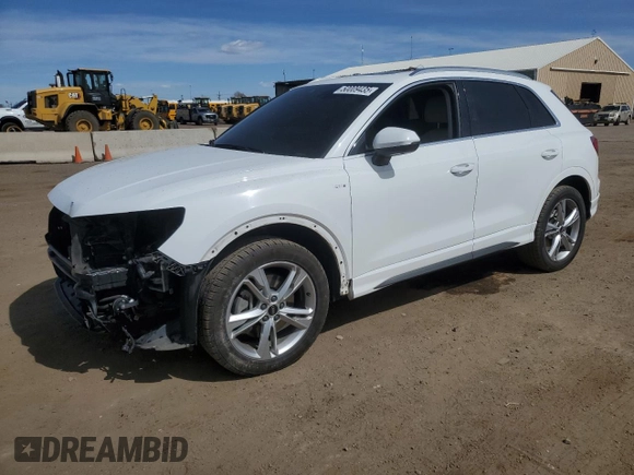 2022 Audi Q3 S line Premium Plus with VIN WA1EECF39N1046884, listed as a Copart auction lot 50009435 with 107,303 mi miles and Salvage Title. Bid and sale history available at carsss.com. Image 1.