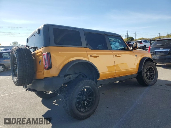 2022 Ford Bronco with VIN 1FMEE5BP6NLB66152, listed as a Copart auction lot 76822374 with 43,884 mi miles and Salvage title. Bid and sale history available at DreamBid. Image 3.