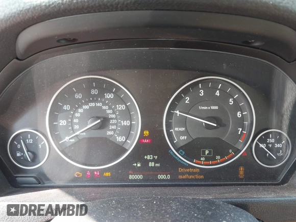 2015 BMW 3 Series 328i with VIN WBA3A5C55FF607013, listed as a IAAI auction lot 41527827 with 80,000 mi miles. Bid and sale history available at carsss.com. Image 7.