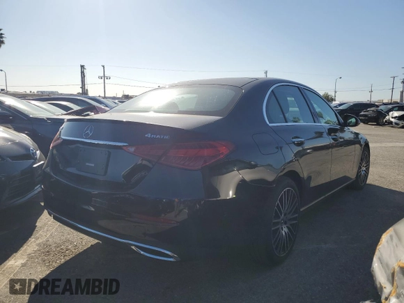 2023 Mercedes-Benz C 300 with VIN W1KAF4HB9PR134470, listed as a Copart auction lot 47826165 with 4,255 mi miles and Salvage Title. Bid and sale history available at DreamBid. Image 3.