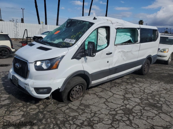 2023 Ford Transit Passenger Wagon XL with VIN 1FBAX2YG6PKA93557, listed as a Copart auction lot 42606195 with 0 mi miles and Non Repairable. Bid and sale history available at carsss.com. Image 1.