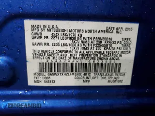 2015 Mitsubishi Outlander Sport 2.4 GT with VIN 4A4AR4AW9FE033894, listed as a Copart auction lot 87880505 with 73,760 mi miles and Salvage Title. Bid and sale history available at carsss.com. Image 15.