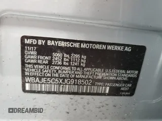 2018 BMW 5 Series 540i with VIN WBAJE5C5XJG918502, listed as a Copart auction lot 44766125 with 41,805 mi miles and Salvage title. Bid and sale history available at DreamBid. Image 14.