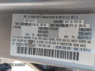 2015 Mazda 3 i Touring with VIN 3MZBM1V76FM226247, listed as a IAAI auction lot 42203097 with 87,036 mi miles and . Bid and sale history available at DreamBid. Image 9.