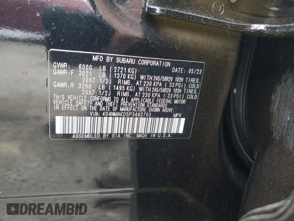 2023 Subaru Ascent Onyx Limited z VIN 4S4WMAKD5P3442703, wystawiony jako Copart lot #51306295 z przebiegiem 17 909 mil mil oraz Szkoda całkowita • Salvage title. Historia ofert i sprzedaży dostępna na DreamBid. Obrazek 13.