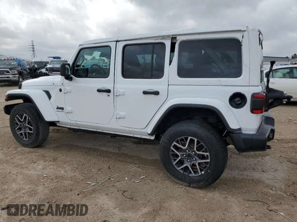 2025 Jeep Wrangler Sahara with VIN 1C4PJXEN1SW528297, listed as a Copart auction lot 55950005 with 7,167 mi miles and Clean title. Bid and sale history available at DreamBid. Image 2.