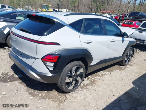 2024 Hyundai Kona Limited with VIN KM8HE3A39RU025611, listed as a IAAI auction lot 41855335 with 2,108 mi miles. Bid and sale history available at carsss.com. Image 4.