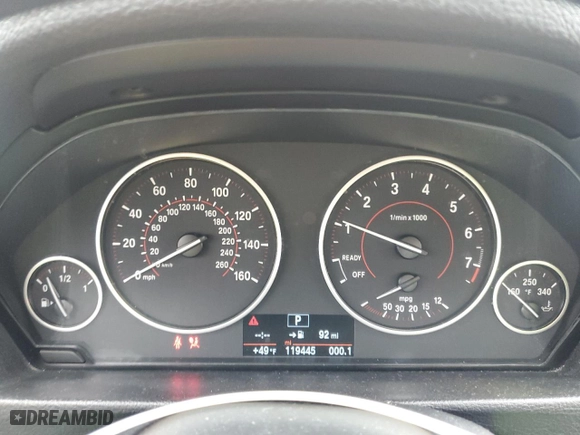 2016 BMW 3 Series 328i xDrive with VIN WBA8E3G52GNT26299, listed as a Copart auction lot 49150315 with 119,445 mi miles and Salvage Title. Bid and sale history available at carsss.com. Image 9.