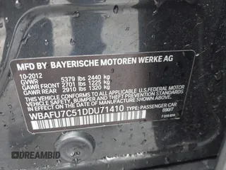 2013 BMW 5 Series 535i xDrive with VIN WBAFU7C51DDU71410, listed as a IAAI auction lot 42332603 with 84,261 mi miles and . Bid and sale history available at DreamBid. Image 9.