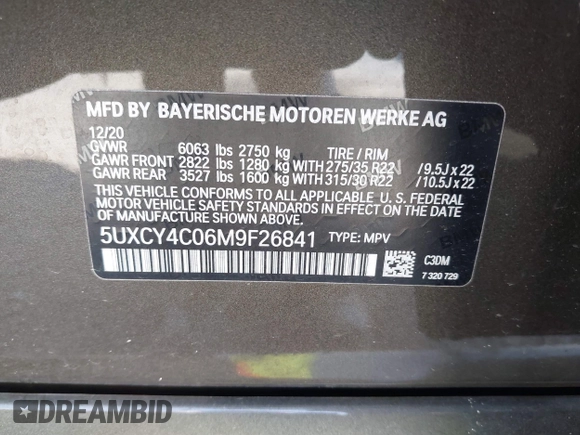 2021 BMW X6 sDrive40i z VIN 5UXCY4C06M9F26841, wystawiony jako IAAI lot #42122749 z przebiegiem 10 072 mil mil oraz . Historia ofert i sprzedaży dostępna na DreamBid. Obrazek 9.