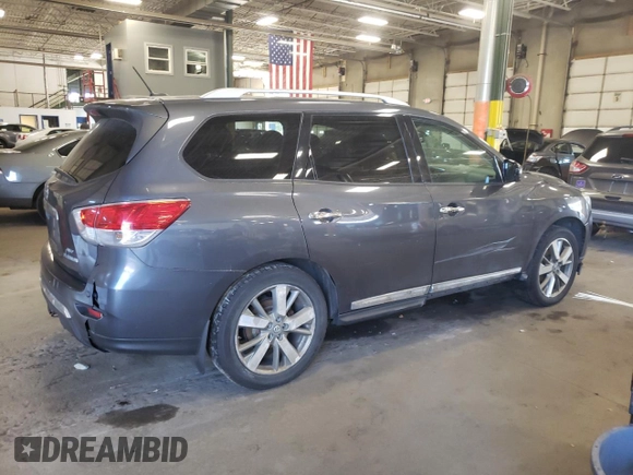 2013 Nissan Pathfinder Platinum z VIN 5N1AR2MM1DC607124, wystawiony jako Copart lot #71521174 z przebiegiem 144 126 mil mil oraz Czysty tytuł • Clean title. Historia ofert i sprzedaży dostępna na DreamBid. Obrazek 3.