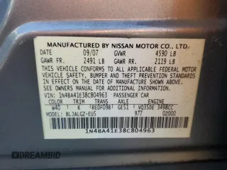 2008 Nissan Maxima 3.5 SE with VIN 1N4BA41E38C804963, listed as a Copart auction lot 49315125 with 209,447 mi miles and Salvage Title. Bid and sale history available at carsss.com. Image 12.