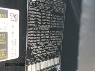 2020 Land Rover Range Rover Sport HSE with VIN SALWR2SU1LA731443, listed as a Copart auction lot 59311295 with 79,429 mi miles and Salvage title. Bid and sale history available at DreamBid. Image 12.