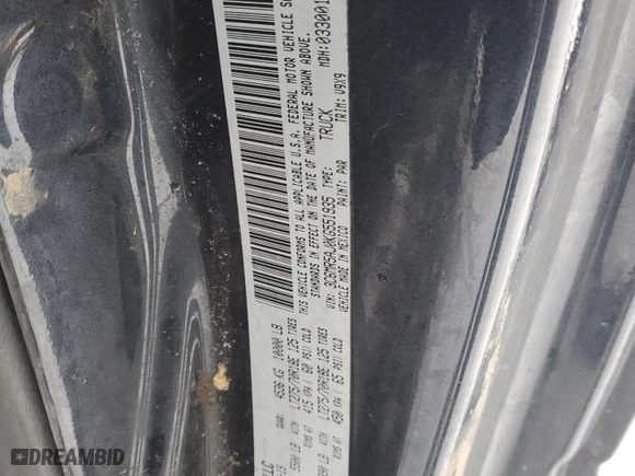 2019 Ram 2500 Tradesman with VIN 3C6MR5AJ0KG551935, listed as a Copart auction lot 43856195 with 156,569 mi miles and Salvage Title. Bid and sale history available at carsss.com. Image 16.