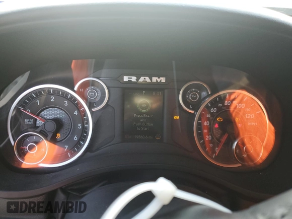 2023 Ram 1500 Big Horn with VIN 1C6SRFBTXPN554661, listed as a Copart auction lot 62557274 with 19,560 mi miles and Salvage Title. Bid and sale history available at carsss.com. Image 9.