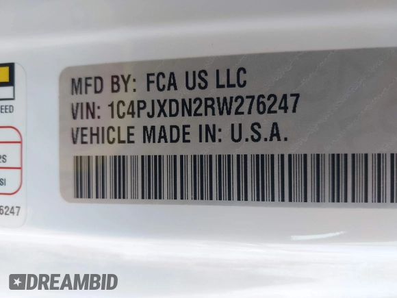 2024 Jeep Wrangler Sport S with VIN 1C4PJXDN2RW276247, listed as a IAAI auction lot 42323514 with 19,162 mi miles and . Bid and sale history available at DreamBid. Image 9.