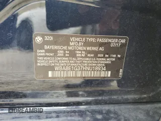 2017 BMW 3 Series 320i with VIN WBA8E1G37HNU18934, listed as a Copart auction lot 78614524 with 63,445 mi miles and Non Repairable. Bid and sale history available at DreamBid. Image 12.
