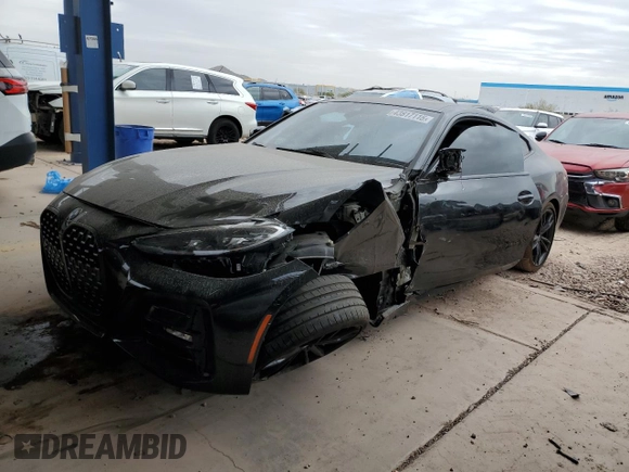 2021 BMW 4 Series 430i with VIN WBA53AP01MCF92750, listed as a Copart auction lot 43817115 with 61,291 mi miles and Salvage Title. Bid and sale history available at DreamBid. Image 1.