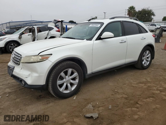 2004 Infiniti FX35 with VIN JNRAS08U64X107105, listed as a Copart auction lot 73532564 with 222,213 mi miles and Salvage Title. Bid and sale history available at carsss.com. Image 1.