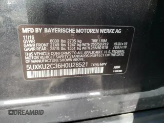 2017 BMW X6 xDrive35i with VIN 5UXKU2C36H0U28521, listed as a Copart auction lot 38806203 with 0 mi miles. Bid and sale history available at carsss.com. Image 12.