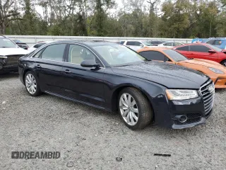 2018 Audi A8 with VIN WAU44AFDXJN000255, listed as a Copart auction lot 45706405 with 60,065 mi miles and Salvage title. Bid and sale history available at DreamBid. Image 4.
