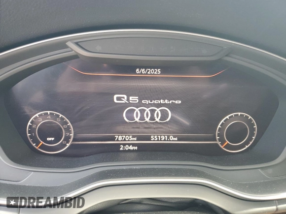 2019 Audi Q5 Premium Plus with VIN WA1BNAFY0K2115034, listed as a Copart auction lot 58176075 with 78,705 mi miles and Non repairable. Bid and sale history available at DreamBid. Image 9.