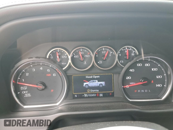 2021 Chevrolet Silverado 1500 LTZ with VIN 1GCUYGEDXMZ424317, listed as a Copart auction lot 53857505 with 102,653 mi miles and Salvage Title. Bid and sale history available at DreamBid. Image 9.