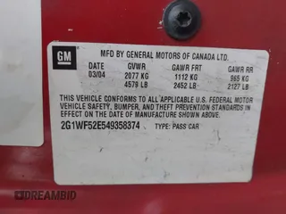 2004 Chevrolet Impala with VIN 2G1WF52E549358374, listed as a IAAI auction lot 41500552 with 208,865 mi miles. Bid and sale history available at carsss.com. Image 9.