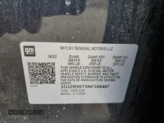 2022 Chevrolet Malibu LS with VIN 1G1ZB5STXNF168487, listed as a Copart auction lot 53100055 with Not Provided miles and Non Repairable. Bid and sale history available at DreamBid. Image 12.