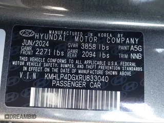 2024 Hyundai Elantra Limited with VIN KMHLP4DGXRU833040, listed as a IAAI auction lot 41366262 with 3,963 mi miles. Bid and sale history available at carsss.com. Image 9.