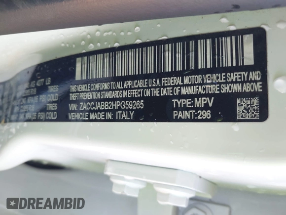 2017 Jeep Renegade Altitude с VIN ZACCJABB2HPG59265, выставлен на аукционе IAAI как лот 41252664 с пробегом 64 121 миль миль и . История ставок и продаж доступна на DreamBid. Изображение 9.