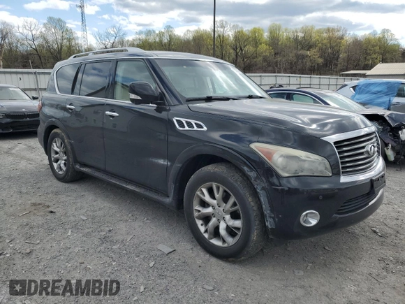2011 Infiniti QX56 8-passenger with VIN JN8AZ2NC5B9302847, listed as a Copart auction lot 53372075 with 178,130 mi miles and Salvage Title. Bid and sale history available at carsss.com. Image 4.