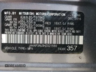 2017 Mitsubishi Outlander ES with VIN JA4AP3AU3HZ021560, listed as a Copart auction lot 58115695 with 122,807 mi miles and Salvage title. Bid and sale history available at DreamBid. Image 12.