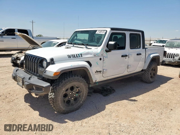 2023 Jeep Gladiator Sport S with VIN 1C6HJTAG4PL564716, listed as a Copart auction lot 57489125 with 20,971 mi miles and Salvage title. Bid and sale history available at DreamBid. Image 1.