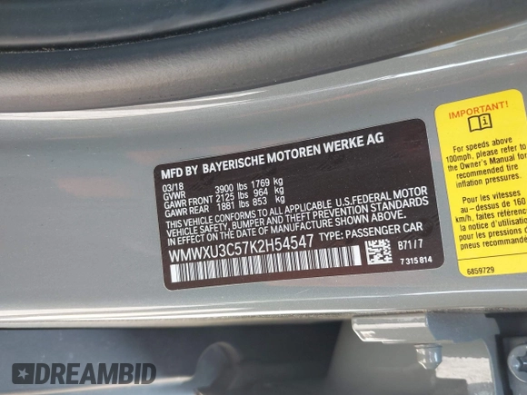 2019 MINI Hardtop 4 Door Cooper S with VIN WMWXU3C57K2H54547, listed as a IAAI auction lot 42492037 with 74,657 mi miles and . Bid and sale history available at DreamBid. Image 9.