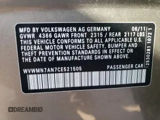 2012 Volkswagen CC Sport with VIN WVWMN7AN7CE521505, listed as a Copart auction lot 68447614 with 112,157 mi miles and Non Repairable. Bid and sale history available at carsss.com. Image 13.