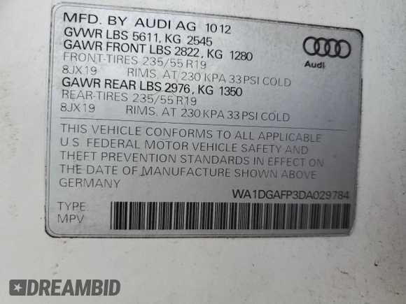 2013 Audi Q5 Premium Plus z VIN WA1DGAFP3DA029784, wystawiony jako Copart lot #51515455 z przebiegiem 132 438 mil mil oraz Czysty tytuł • Clean title. Historia ofert i sprzedaży dostępna na DreamBid. Obrazek 13.