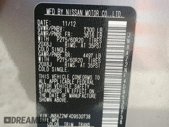 2013 Infiniti QX56 with VIN JN8AZ2NF4D9530738, listed as a Copart auction lot 77747064 with 139,338 mi miles and Salvage Title. Bid and sale history available at carsss.com. Image 15.