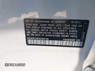 2019 Volkswagen Arteon SEL R-Line с VIN WVWSR7AN7KE025159, выставлен на аукционе IAAI как лот 41191814 с пробегом 82 622 миль миль и . История ставок и продаж доступна на DreamBid. Изображение 9.