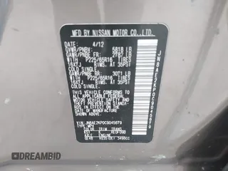 2012 Nissan Quest SL with VIN JN8AE2KP0C9045679, listed as a IAAI auction lot 41802148 with 165,105 mi miles and . Bid and sale history available at carsss.com. Image 9.
