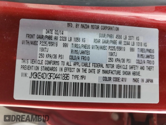 2015 Mazda CX-5 Grand Touring with VIN JM3KE4DY3F0441896, listed as a Copart auction lot 54210025 with 170,308 mi miles and Clean Title. Bid and sale history available at carsss.com. Image 13.