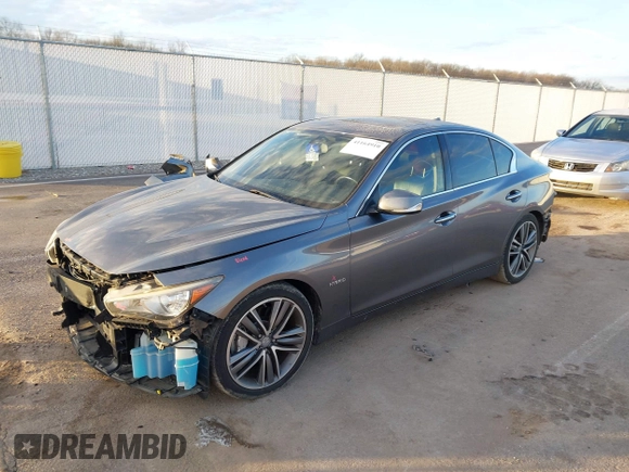 2014 Infiniti Q50 Hybrid Sport with VIN JN1AV7AP4EM691658, listed as a IAAI auction lot 41164910 with 90,521 mi miles and . Bid and sale history available at DreamBid. Image 2.