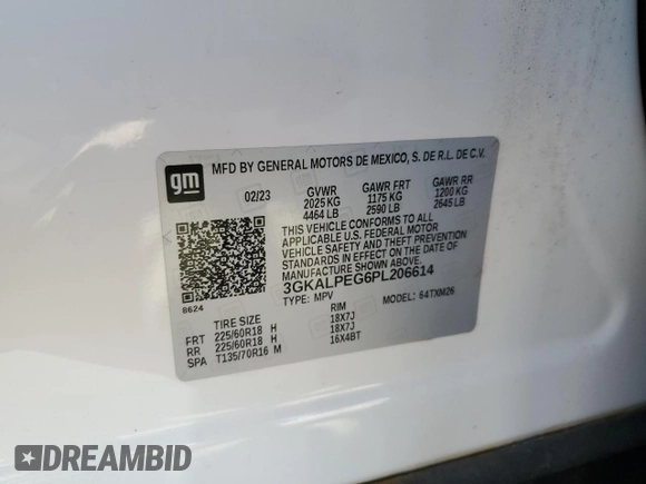 2023 GMC Terrain SLT z VIN 3GKALPEG6PL206614, wystawiony jako Copart lot #50987715 z przebiegiem 40 483 mil mil oraz Szkoda całkowita • Salvage title. Historia ofert i sprzedaży dostępna na DreamBid. Obrazek 14.
