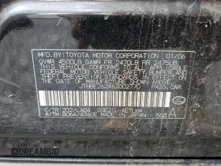 2006 Lexus IS 350 with VIN JTHBE262X62002770, listed as a Copart auction lot 50224325 with 270,328 mi miles and Salvage Title. Bid and sale history available at DreamBid. Image 12.
