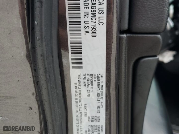2021 Jeep Grand Cherokee Laredo X with VIN 1C4RJEAG9MC719300, listed as a Copart auction lot 45515745 with 57,651 mi miles and Salvage Title. Bid and sale history available at carsss.com. Image 14.