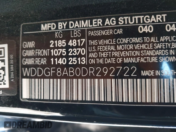 2013 Mercedes-Benz C 300 Sport z VIN WDDGF8AB0DR292722, wystawiony jako IAAI lot #42270735 z przebiegiem 113 119 mil mil oraz . Historia ofert i sprzedaży dostępna na DreamBid. Obrazek 9.